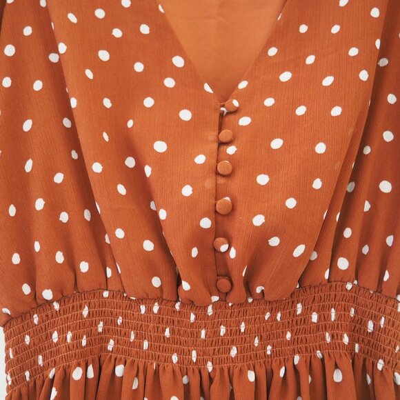 Madewell Rust Polka Dot Dress - Picture 7 of 9